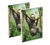 Waassud Sloth in Jungle Spiral Notebooks for Work College Detachable Ruled Notebooks Journal Note Book 60 Pages A5 Office Supplies 2 Pack