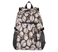 Waassud Smooth Baseballs Laptop Backpack for Women Men, 20L Casual Travel Backpack with 14 Inch Notebook Compartment, Lightweight Daypack for College Work Business Outdoor