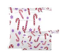 Waassud Snowflakes and Candy Canes Wet Dry Bag Reusable Wet Bags Organizer Diaper Bag Organizing Pouches with 2 Zippered Pockets for Swimsuit Gym Clothes