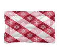 Waassud Snowflakes Plaid Pattern Thick Dog Bed Mat Non-Slip Chew-Resistant Pet Bed for Dogs Cats Soft Washable Kennel Crate Pad for Floor Sofa Car 18" x 24"