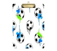 Waassud Soccer Ball Doodle Clipboard with Storage Acrylic Writing Board Low Profile Clip Decorative Organizer for Nurses Office Home 12" x 9"
