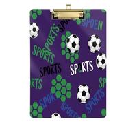 Waassud Soccer Ball Sports Clipboard with Storage Acrylic Writing Board Low Profile Clip Decorative Organizer for Nurses Office Home 12" x 9"