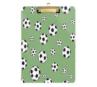 Waassud Soccer Ball Theme Clipboard with Storage Acrylic Writing Board Low Profile Clip Decorative Organizer for Nurses Office Home 12" x 9"