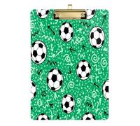Waassud Soccer Balls Arrows Clipboard with Storage Acrylic Writing Board Low Profile Clip Decorative Organizer for Nurses Office Home 12" x 9"