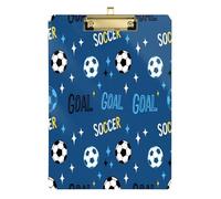 Waassud Soccer Balls Design Clipboard with Storage Acrylic Writing Board Low Profile Clip Decorative Organizer for Nurses Office Home 12" x 9"