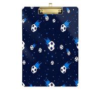 Waassud Soccer Balls with Blue Comet Motion Clipboard with Storage Acrylic Writing Board Low Profile Clip Decorative Organizer for Nurses Office Home 12" x 9"