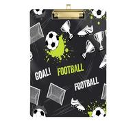 Waassud Soccer Element Clipboard with Storage Acrylic Writing Board Low Profile Clip Decorative Organizer for Nurses Office Home 12" x 9"