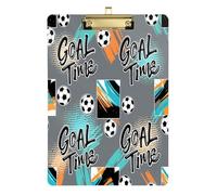 Waassud Soccer Goal Time Clipboard with Storage Acrylic Writing Board Low Profile Clip Decorative Organizer for Nurses Office Home 12" x 9"