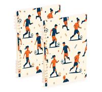 Waassud Soccer Players Spiral Notebooks Refillable A5 Ruled Notebook 2 Pack