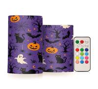 Waassud Spooky Ghost Cats Flameless Candles Battery Operated LED 2 Pack