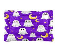 Waassud Spooky Halloween Pattern Thick Dog Bed Mat Non-Slip Chew-Resistant Pet Bed for Dogs Cats Soft Washable Kennel Crate Pad for Floor Sofa Car 36" x 24"
