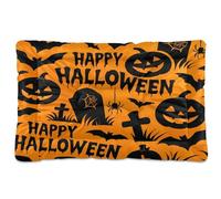 Waassud Spooky Halloween Pattern Thick Dog Bed Mat Non-Slip Chew-Resistant Pet Bed for Dogs Cats Soft Washable Kennel Crate Pad for Floor Sofa Car 18" x 24"