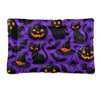 Waassud Spooky Halloween Theme Thick Dog Bed Mat Non-Slip Chew-Resistant Pet Bed for Dogs Cats Soft Washable Kennel Crate Pad for Floor Sofa Car 36" x 24"