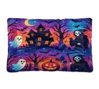 Waassud Spooky Haunted House Thick Dog Bed Mat Non-Slip Chew-Resistant Pet Bed for Dogs Cats Soft Washable Kennel Crate Pad for Floor Sofa Car 36" x 24"