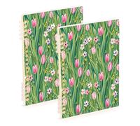 Waassud Spring Tulips Meadow Spiral Notebooks Refillable A5 Ruled 2Pcs