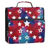Waassud Star Textured Zipper Binder 3 Ring with Shoulder Strap and Handle 1.5 Inch D-Ring 500 Sheets Expanding File Folder Organizer