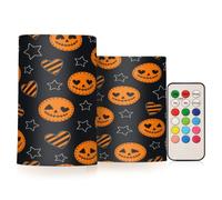 Waassud Stitched Halloween Faces Flameless Candles Battery Operated LED