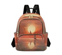 Waassud Sunset Sailboat Backpack for Women Lightweight Casual Quilted Daypack Fashion Travel Backpack Purse for Work Gym College S