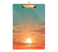 Waassud Sunset Sky Clipboard with Storage Acrylic Writing Board Low Profile Clip Decorative Organizer for Nurses Office Home 12" x 9"
