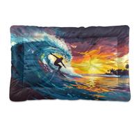 Waassud Surfing Thick Dog Bed Mat Non-Slip Chew-Resistant Pet Bed for Dogs Cats Soft Washable Kennel Crate Pad for Floor Sofa Car 18" x 24"