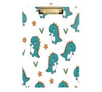Waassud Teal Cartoon Dinosaurs Clipboard with Storage Acrylic Writing Board Low Profile Clip Decorative Organizer for Nurses Office Home 12" x 9"