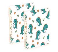 Waassud Teal Cartoon Dinosaurs Spiral Notebooks Refillable A5 Ruled 2 Pack