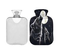 Waassud The Howling Wolf Hot Water Bottle with Soft Cover Hot Water Bag for Pain Relief 2L Water Heating Pad for Neck Shoulder Small