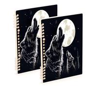 Waassud The Howling Wolf Spiral Notebooks for Work College Detachable Ruled Notebooks Journal Note Book 60 Pages A5 Office Supplies 2 Pack
