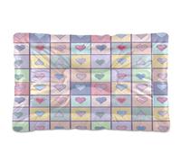 Waassud Thick Dog Bed Mat Candy Color Heart Blocks Non-Slip Pet Bed for Dogs Cats Soft Washable Kennel Crate Pad for Floor Sofa Car 18" x 24"