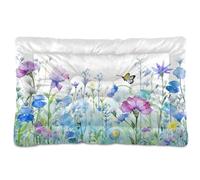 Waassud Thick Dog Bed Mat Watercolor Flower Field (2) Non Slip Pet Bed for Dogs Cats Soft Washable Kennel Crate Pad for Floor Sofa Car 18" x 24"