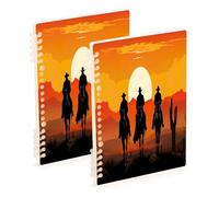 Waassud Three Cowboys Spiral Notebooks for Work College Detachable Ruled Notebooks Journal Note Book 60 Pages A5 Office Supplies 1 Pack