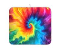 Waassud Tie Dye Dish Drying Mat Absorbent Drying Rack Non Slip Dish Mats for Kitchen Counter Dish Drying Pad Kitchen Essentials 18 x 16 Inch