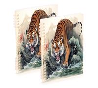 Waassud Tiger Descends Spiral Notebooks for Work College Detachable Ruled Notebooks Journal Note Book 60 Pages A5 Office Supplies 2 Pack