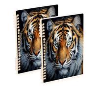 Waassud Tiger Head Spiral Notebooks for Work College Detachable Ruled Notebooks Journal Note Book 60 Pages A5 Office Supplies 2 Pack