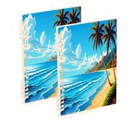 Waassud Tropical Beach Spiral Notebooks for Work College Detachable Ruled Notebooks Journal Note Book 60 Pages A5 Office Supplies 2 Pack