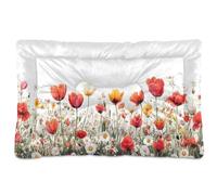 Waassud Tulip Field Thick Dog Bed Mat Non-Slip Chew-Resistant Pet Bed for Dogs Cats Soft Washable Kennel Crate Pad for Floor Sofa Car 36" x 24"