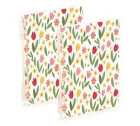 Waassud Tulips Flower Spiral Notebooks Refillable A5 Ruled Notebook 2Pcs