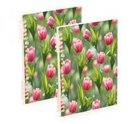 Waassud Tulips Full Bloom Spiral Notebooks for Work College Detachable Ruled Notebooks Journal Note Book 60 Pages A5 Office Supplies 2 Pack