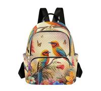 Waassud Two Birds Colorful Flowers Backpack for Women Quilted Travel Casual | Fashion Daypack Large Capacity, Lightweight Women Backpack Purse, Shoulder Bag for Work Gym College