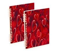 Waassud Valentines Day Hearts Background Red (2) Spiral Notebooks for Work College Detachable Ruled Notebooks Journal Note Book 60 Pages A5 Office Supplies 1 Pack