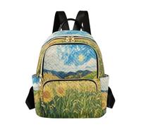 Waassud Van Gogh's Fields Backpack for Women Lightweight Casual Quilted Daypack Fashion Travel Backpack Purse for Work Gym College S