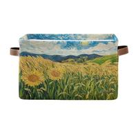 Waassud Van Gogh's Fields Collapsible Storage Bins Waterproof Canvas Baskets with Handles Large Closet and Home Organizers for Shelves Office Laundry 2 Pack