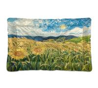 Waassud Van Gogh's Fields Thick Dog Bed Mat Non-Slip Chew-Resistant Pet Bed for Dogs Cats Soft Washable Kennel Crate Pad for Floor Sofa Car 36" x 24"