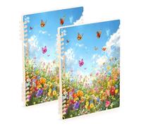 Waassud Vibrant Wildflower Meadows Spiral Notebooks Refillable Ruled 2Pcs