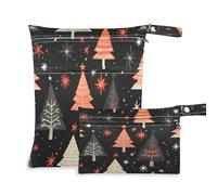 Waassud Vintage Christmas Tree Wet Dry Bag Reusable Wet Bags Organizer Diaper Bag Organizing Pouches with 2 Zippered Pockets for Swimsuit Gym Clothes