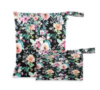 Waassud Vintage Flowers Wet Dry Bag Reusable Wet Bags Organizer Diaper Bag Organizing Pouches with 2 Zippered Pockets for Swimsuit Gym Clothes