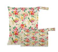 Waassud Vintage Flowers Wet Dry Bag Reusable Wet Bags Organizer Diaper Bag Organizing Pouches with 2 Zippered Pockets for Swimsuit Gym Clothes