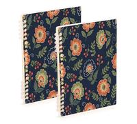 Waassud Vintage Folk-art Floral Pattern Spiral Notebooks for Work College Detachable Ruled Notebooks Journal Note Book 60 Pages A5 Office Supplies 2 Pack