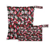 Waassud Vintage Roses Wet Dry Bag Reusable Wet Bags Organizer Diaper Bag Organizing Pouches with 2 Zippered Pockets for Swimsuit Gym Clothes