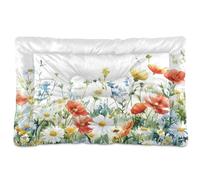 Waassud Watercolor Flowers Field Thick Dog Bed Mat Non-Slip Chew-Resistant Pet Bed for Dogs Cats Soft Washable Kennel Crate Pad for Floor Sofa Car 18" x 24"